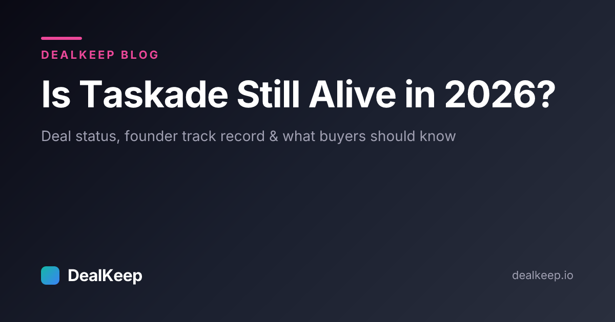 Is Taskade Still Alive in 2026? Deal Status, Founder Track Record & What Buyers Should Know