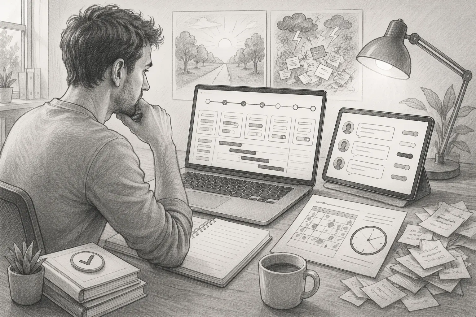 Founder reviewing SaaS roadmap and customer feedback