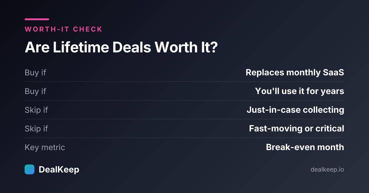 Lifetime deal worth-it checklist