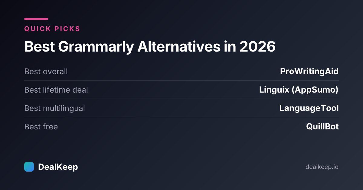 Best Grammarly Alternatives in 2026 (Including the Ones You Can Buy for Life) — at a glance