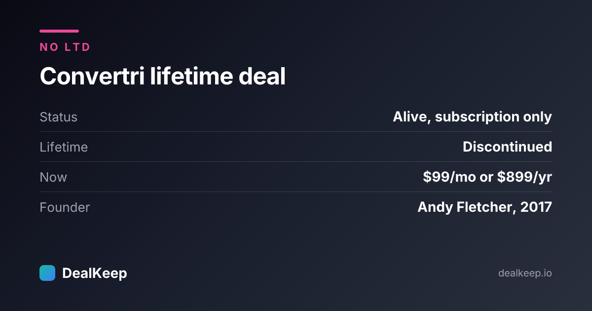 At a glance: Convertri lifetime deal status