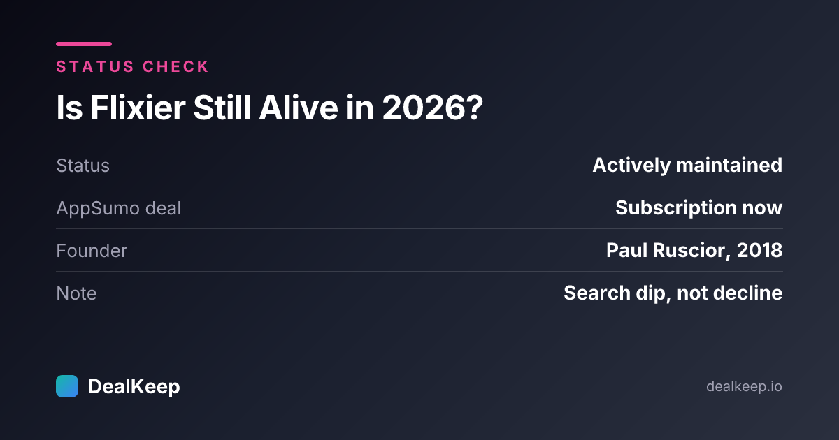Is Flixier Still Alive in 2026? Deal Status, Founder Track Record & What Buyers Should Know — at a glance
