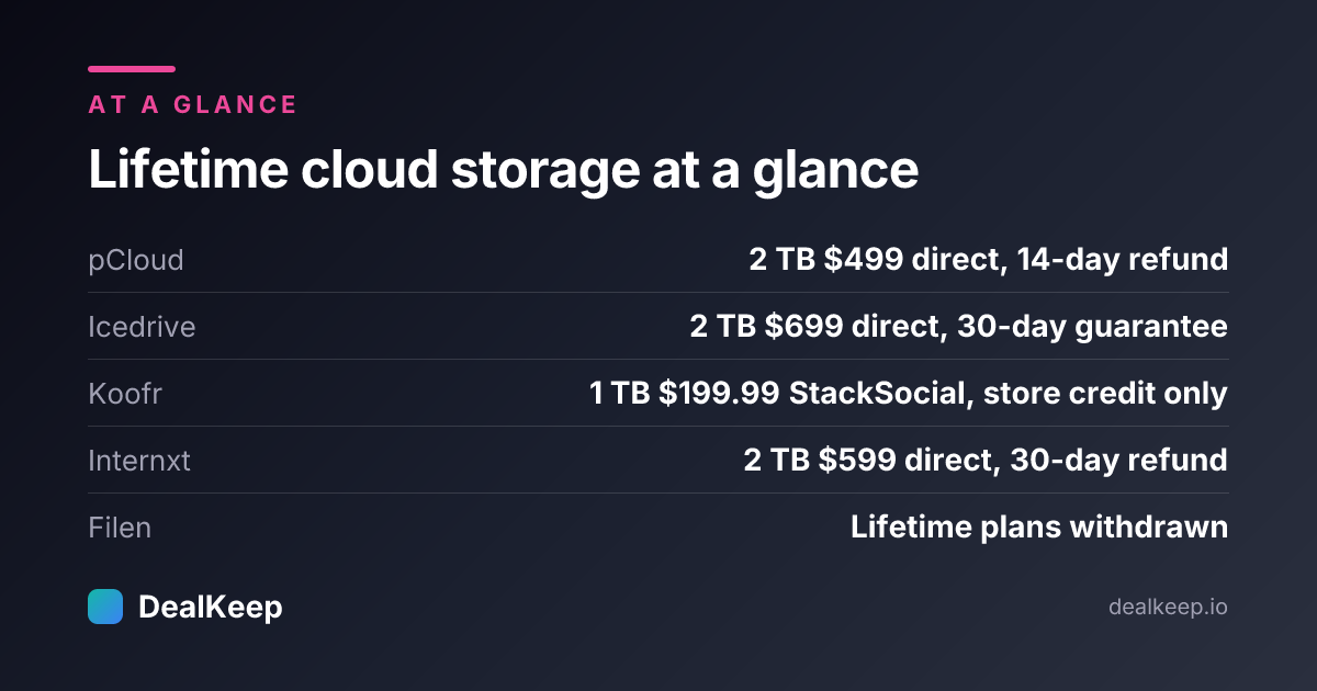 At a glance: lifetime cloud storage