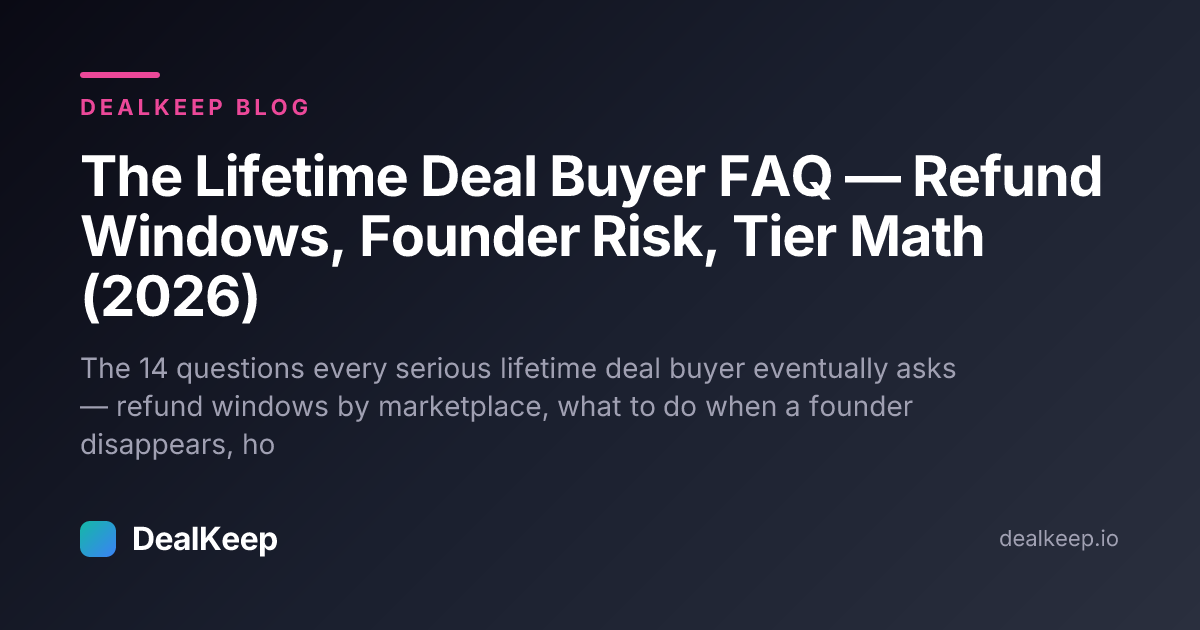 The Lifetime Deal Buyer FAQ — Refund Windows, Founder Risk, Tier Math (2026)